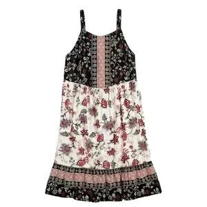 Maurice's Women's Black/White Floral Rayon Adj Strap SunDress EUC sz XS
